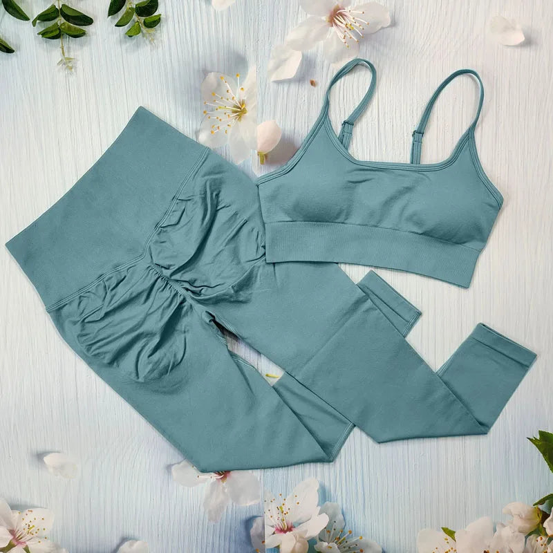 2/3/4Pcs Women's Tracksuit Seamless Yoga Set Leggings Sports Suit for Fitness Long Sleeve Top Gym Clothing Workout Sportswear