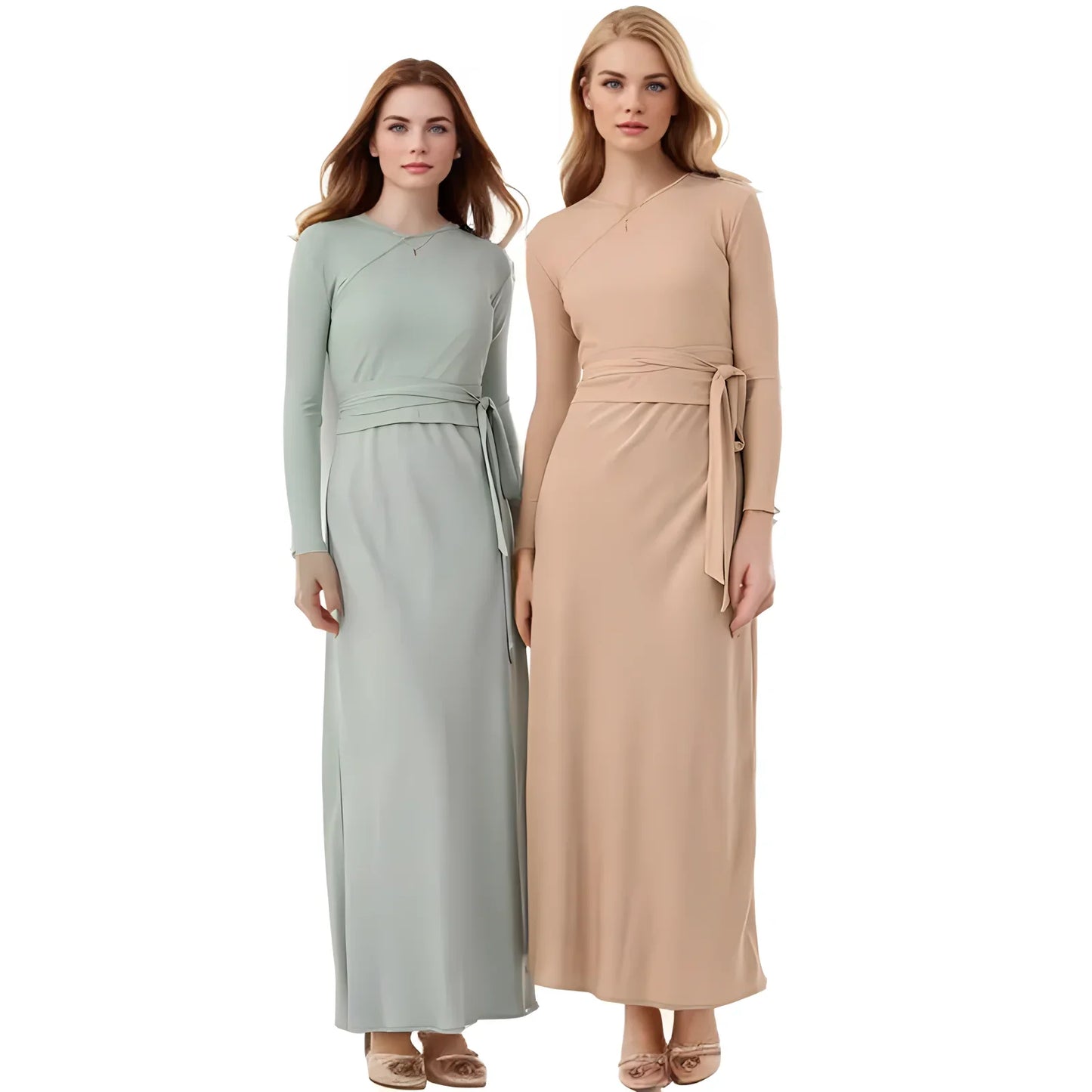 New Autumn Woman Long Sleeve Dress Suit Solid Color Tie With Bow Top And Milk Silk Knit Suspenders Dress Elegant Female Outwear.