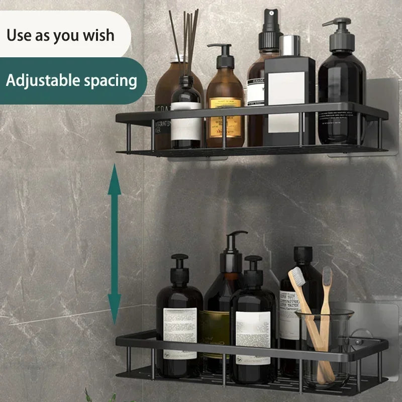 Bad Regal Küche Lagerung Veranstalter Aluminium legierung Shampoo Rack Dusch regal Bad zubehör kein Bohr regal