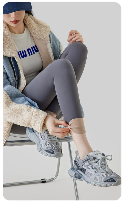 BIVIGAOS Autumn High Waist Seamless Rabbit Fleece Shark Leggings Women Winter Clothes Warm Leggings Sexy Slim Casual Leggings