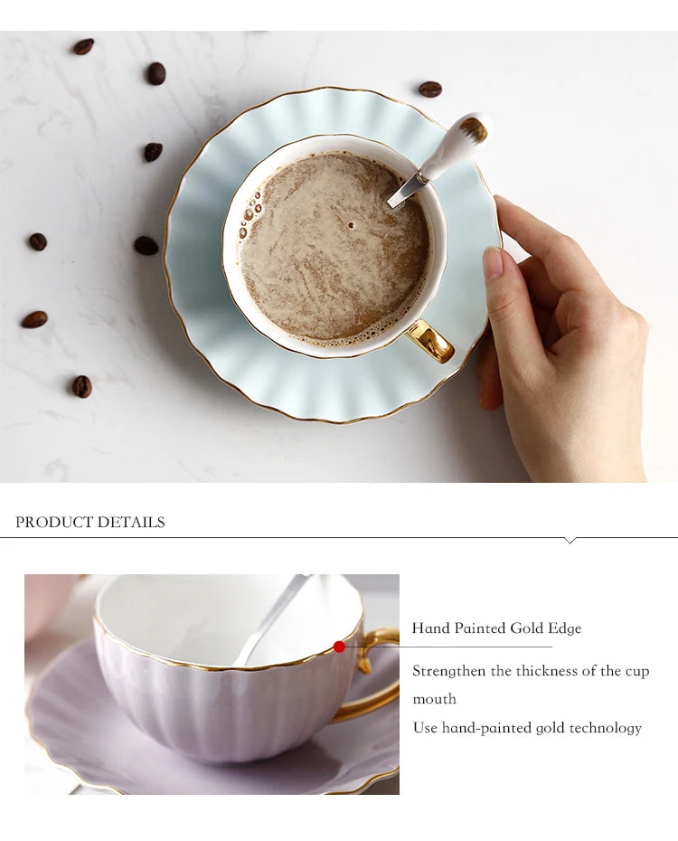 Pink Cute Creative Porcelain Cup And Saucer Ceramics Coffee Cup Simple Tea Sets Modern Design Home Flower Red Tea Cup.