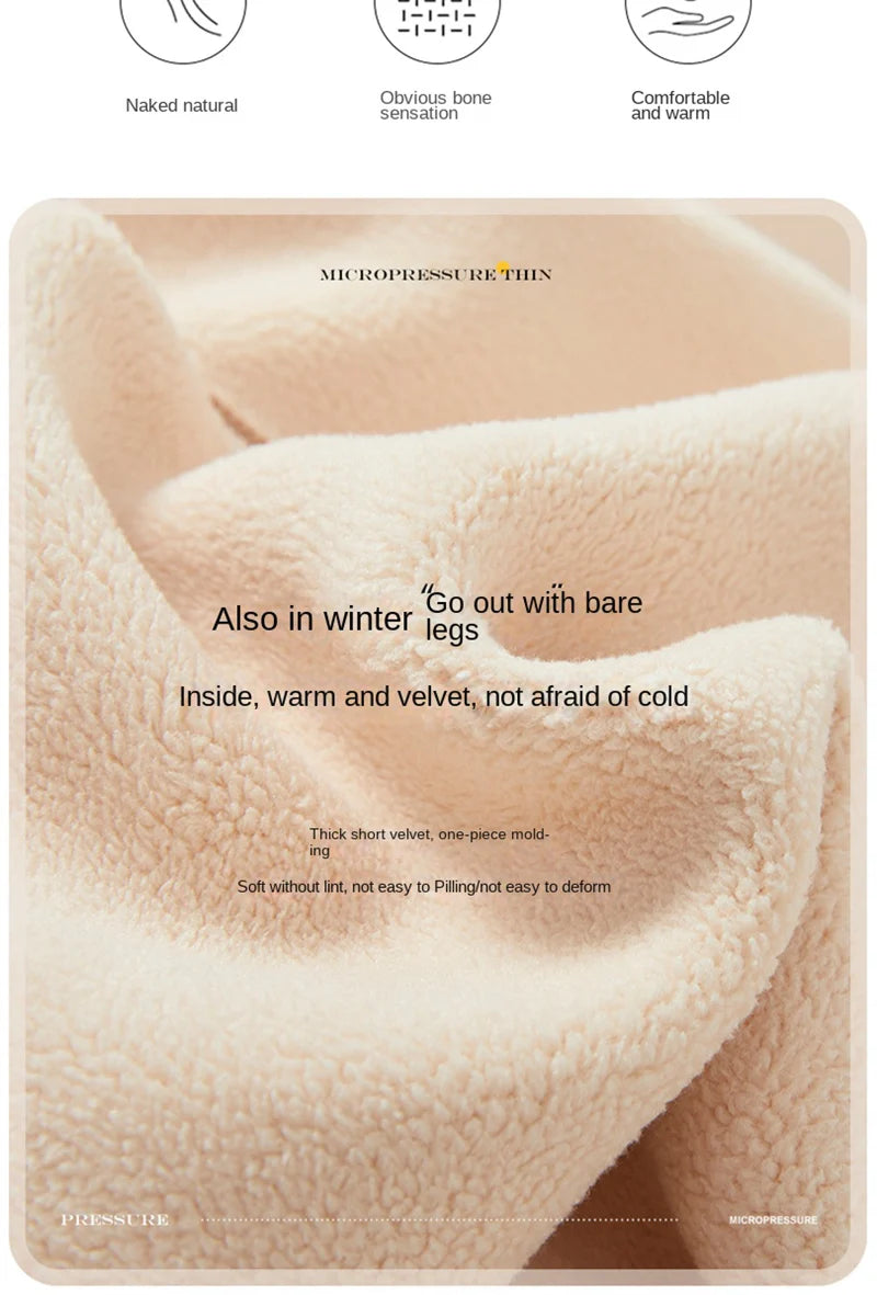 Winter Thermal Pantyhose Women Thicken Stockings Fake Translucent Pantyhose Fleece Lined Tights High Waist Elastic Wool Socks