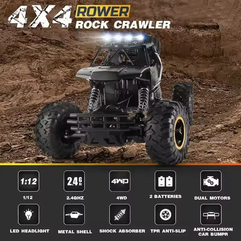 4WD RC Car 1:12 / 1:16 Off-Road All Terrains Remote Control Cars Radio Control Buggy Truck Racing Drift with Led Light Toys Gift.