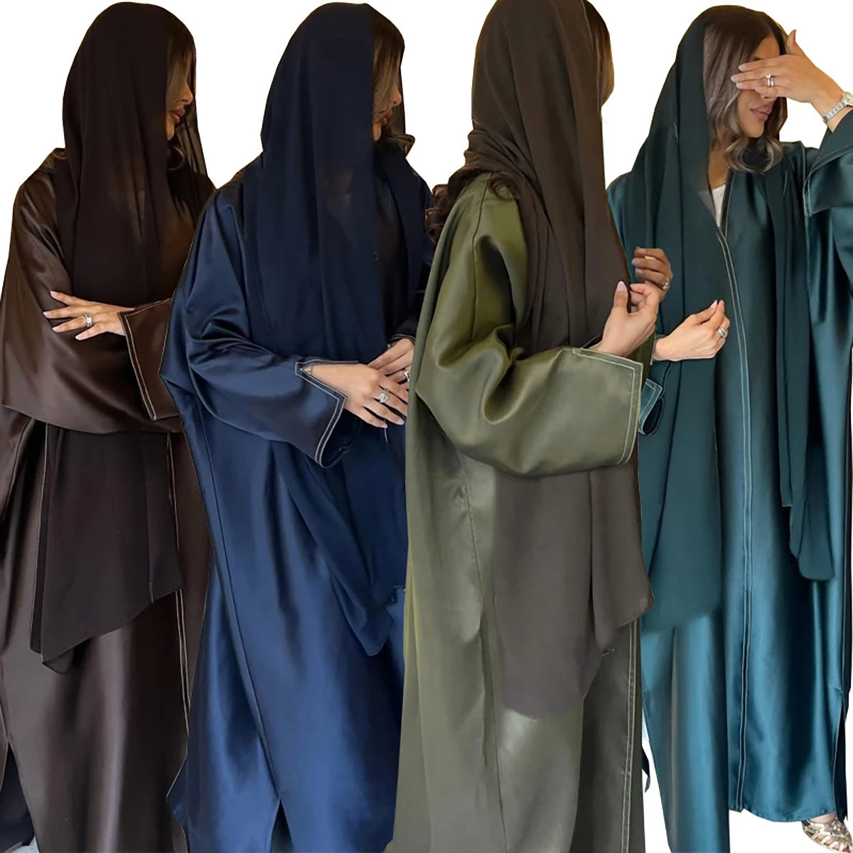 Ramadan Satin Open Kimono Abaya Dubai Luxury 2025 Muslim Kaftan Dress Abayas Women Islam Clothing Robe Femme Musulmane Kebaya.