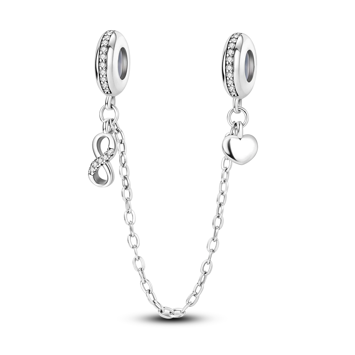 Silver Clasp 925 Sterling Silver CZ pave Clip Charms Daisy Beads Stopper Safety Chain fit Original Bangle Bracelet Jewelry Clip