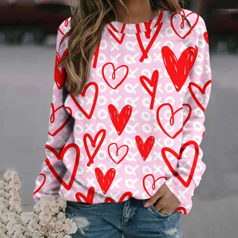 Love Heart Sweatshirts 3D Print Hoodie Women Fashion Streetwear Oversized O-Neck Hoodies Harajuku Woman Pullovers Woman Clothing.