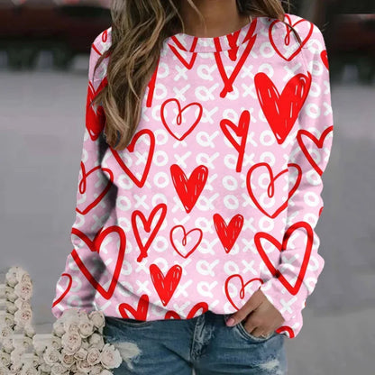 Love Heart Sweatshirts 3D Print Hoodie Women Fashion Streetwear Oversized O-Neck Hoodies Harajuku Woman Pullovers Woman Clothing.