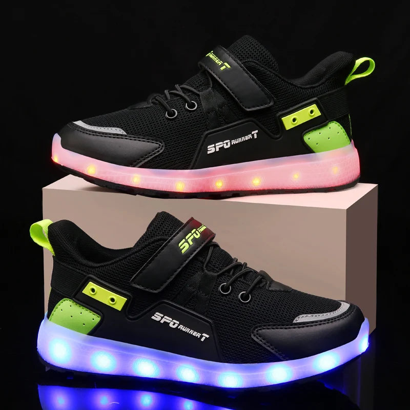 Children's Casual Shoes LED USB Charging Luminous Glowing Sneakers for Boys Girls Led Sneakers with Luminous Sole Lighted Shoe C.