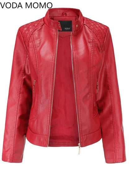 Women's Elegant Stand-up Collar Solid Jacket 2022 Female Three-dimensional Pattern Coat S-4XL New Pu Faux Leather Jacket Women.