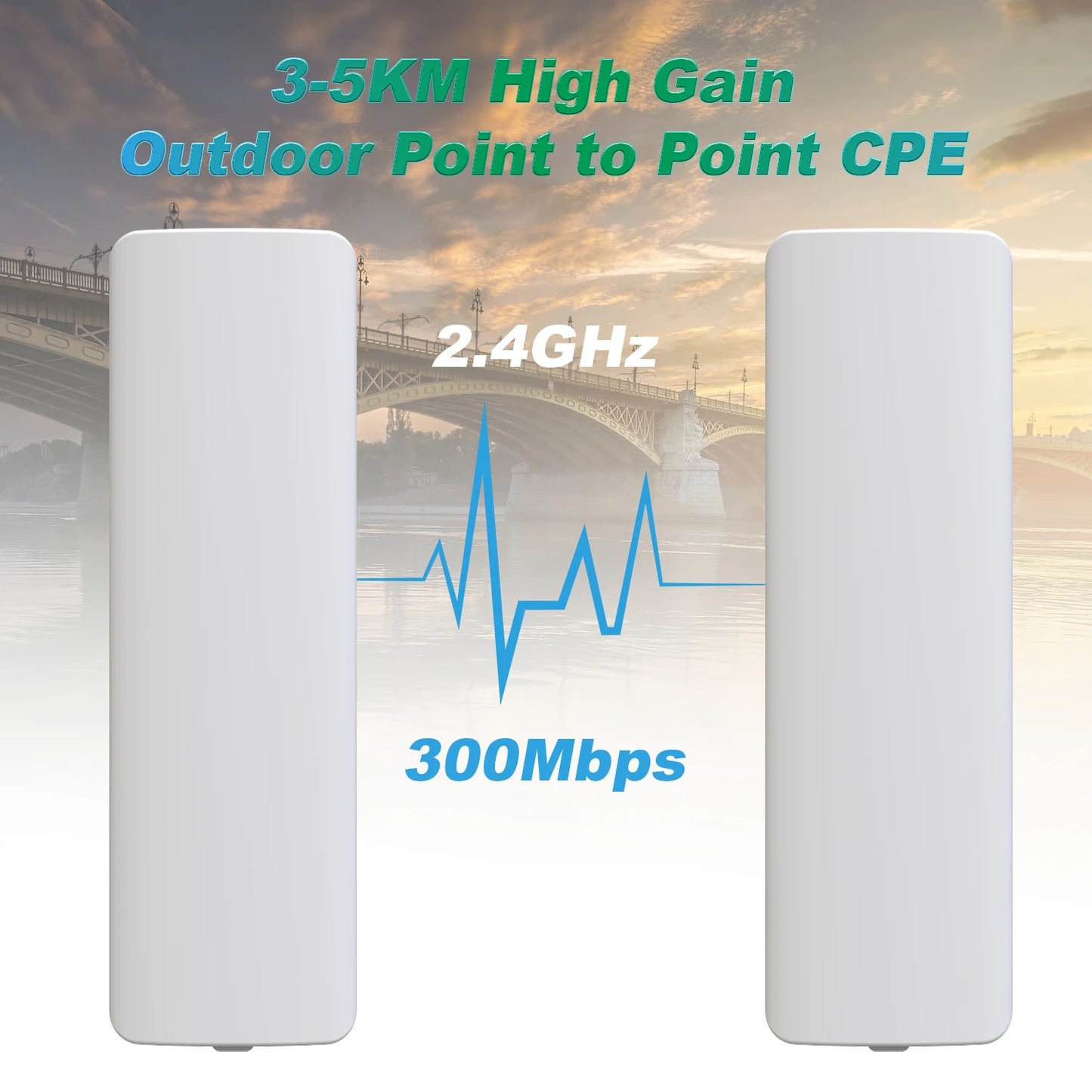 Comfast Outdoor Access Point 300Mbps 3-5KM Long Range Router CPE 2.4GHz Wireless Radio Bridge 2*14dBi Wifi Antenna Nanostation.