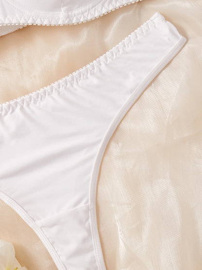 Ladies Smooth Comfortable Thin Underwear Women Sexy Nightwear Inner Solid Color Sleep Underwear Bra Set.