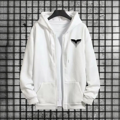 Ancient Viking Raven Print Hoodie Sweatpants Autumn Winter Daily Casual Sporty Jogger Set Urban Fashion Men's Zipper Tracksuit.