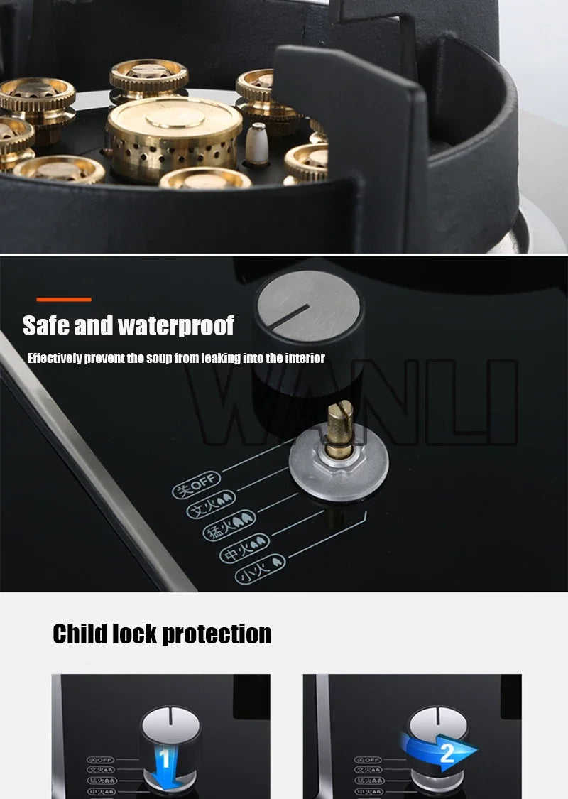 7.0KW Household Single-Burner Gas Stove/Single Induction Cooker/Electric Dual Purpose Stove/Toughened Glass Panel