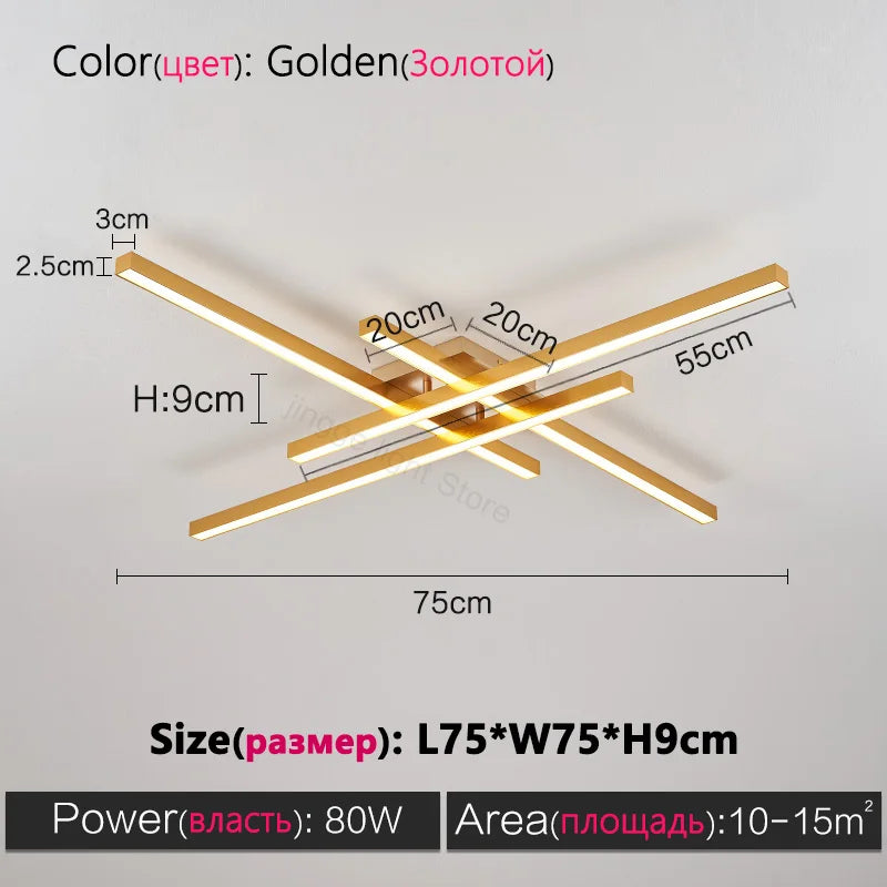 Schwarz Kronleuchter quadratische Schlafzimmer Lampen Wohnzimmer Lampe LED Deckenleuchte Nordic minimalistische kreative LED Deckenleuchte Streifen Lichter