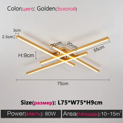 Schwarz Kronleuchter quadratische Schlafzimmer Lampen Wohnzimmer Lampe LED Deckenleuchte Nordic minimalistische kreative LED Deckenleuchte Streifen Lichter