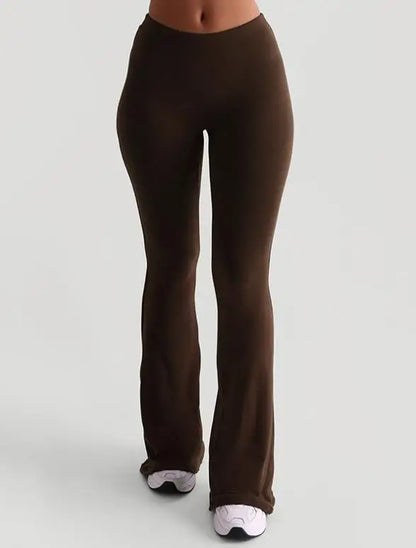 Frauen Casual Solide Farben Hohe Taille Schlaghosen Trendy Bootcut Hose Ausgestellte Leggings Hosen für Streetwear.