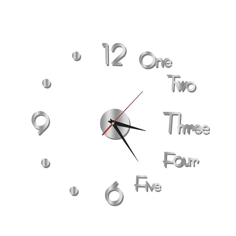 3D DIY Silent Wanduhr Schwarz/Gold/Silber Einfache moderne stanzfreie Wandaufkleberuhr