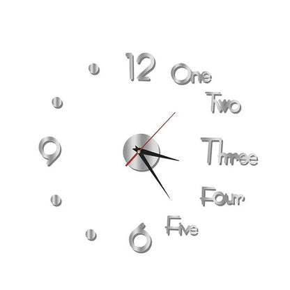 3D DIY Silent Wanduhr Schwarz/Gold/Silber Einfache moderne stanzfreie Wandaufkleberuhr