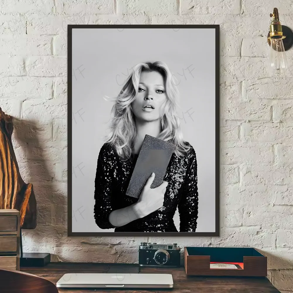 Kate Moss Fashion Modern Art Poster HD art sticky wall waterproof home living room bedroom bar aesthetic decoration.