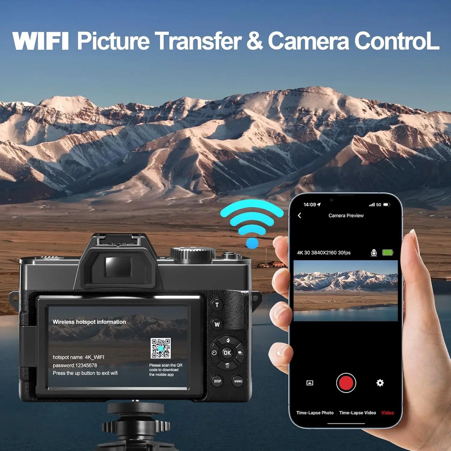 NBD 4K Digital Cameras for Photography,48MP Camera,Travel Vlogging Cameras with 16X Digital Zoom,180°Flip Screen,52mm Macro Lens.