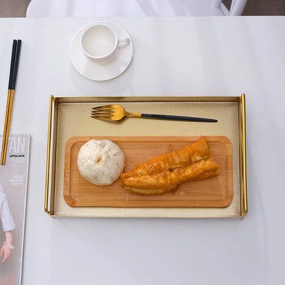 1PC Nordic Metal Tray Dried Fruit Plate Snack Fruit Dish Rectangular Snack Tray Storage Plate With Lid Dessert Tray.