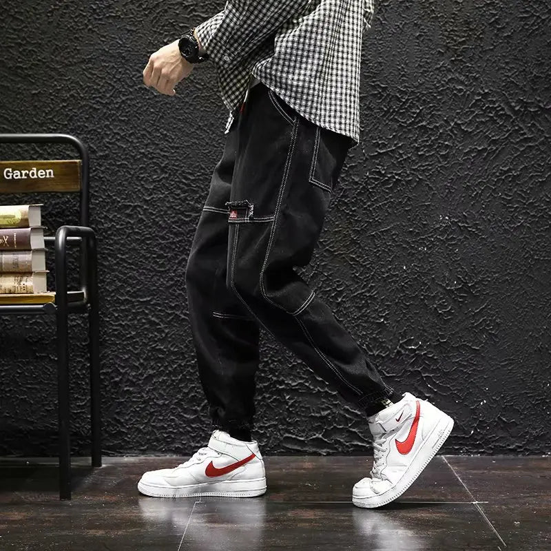 2025 New Streetwear Hip Hop Cargo Pants Men's Jeans Elastic Harun Joggers In Autumn and Spring Men ClothIng.