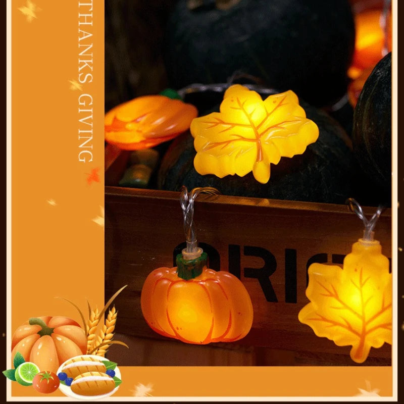 1,5/3 m Halloween LED Kürbis Lichterkette Mutter Ahornblatt Lampe Hause Weihnachten Party Dekoration Hängen Lichter Thanksgiving geschenke.