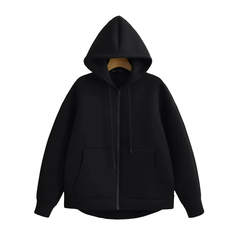 2024 Winter Neue frauen Zipper Hoodie High Street Unisex stil Doppel Taschen Oversize Lose Sweatshirts Oberbekleidung Top CYXX 073.
