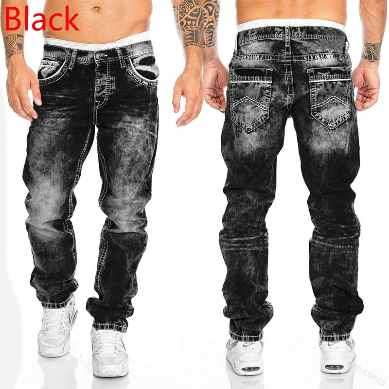 Mode Männer Hosen Gewaschen Stretch Gerade Jeans Lose Casual Designer Lange Denim Hosen Hosen Hip Hop Slim Fit Punk Hosen.