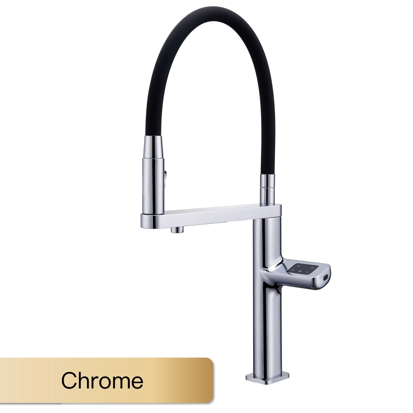 Luxury brass gun gray sensing kitchen faucet LED display touch switch hot&cold water pull-out purified water 2 function sink Tap