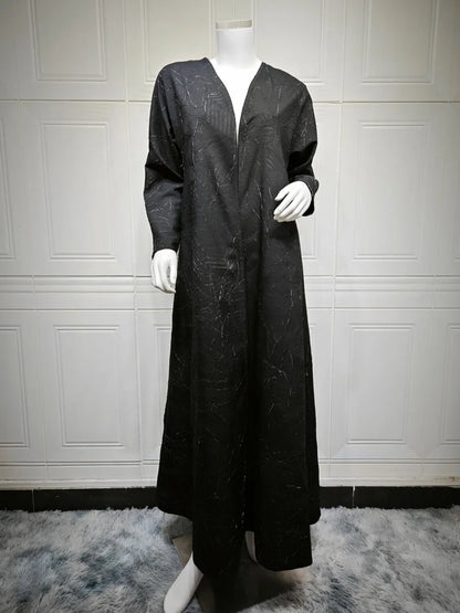 Women Muslim Arabic Abaya Luxury Fold Stripes Kimono Cardigan Coat Long Dress Kaftan Modest Robe Femme Islam Clothing Kebaya.