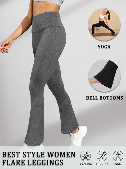 Women's Super Soft Flare Pants High Waisted Tummy Control Workout Yoga Leggings Bell Bottoms.