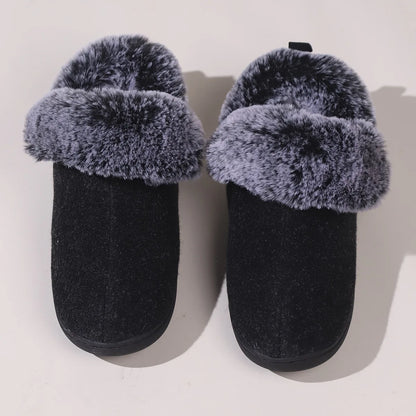 Smile Pop New Men Plush Slippers Indoor Fluffy Fur Home Men Slippers Outdoor Warm Closed Soft Non-slip Fuzzy Winter Men Shoes.