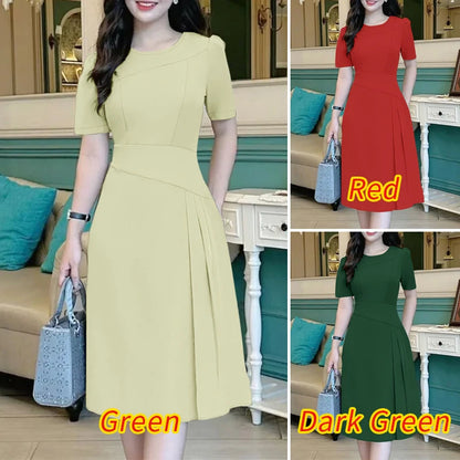 ZANZEA Elegante Büro Frauen Kleider Sommer Stilvolle Solide Party Arbeit Kleid Mode Kurzarm Plissee Vestidos Midi Sommerkleid.
