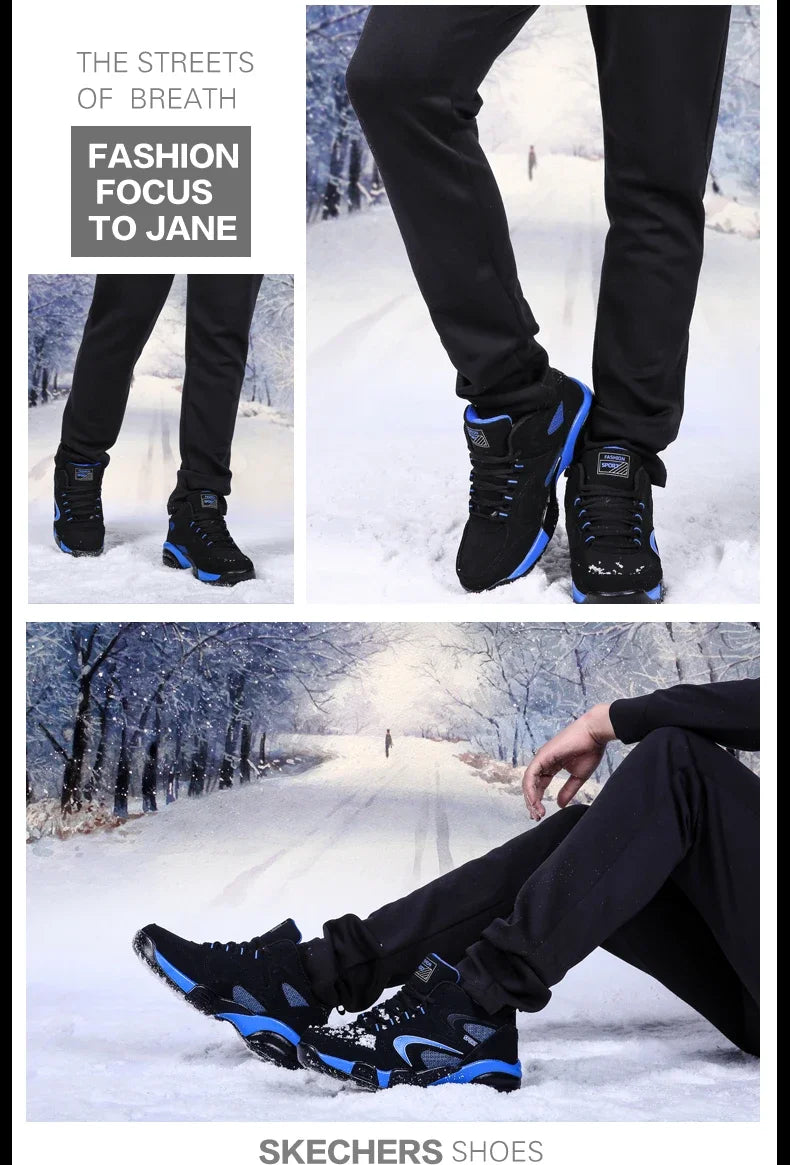 Winter Warm Couple Casual Sneakers Fashion Leather Outdoor Sport Running Tenis Men Non-slip Big Size 48 Trainer Men’s Snow Shoes.