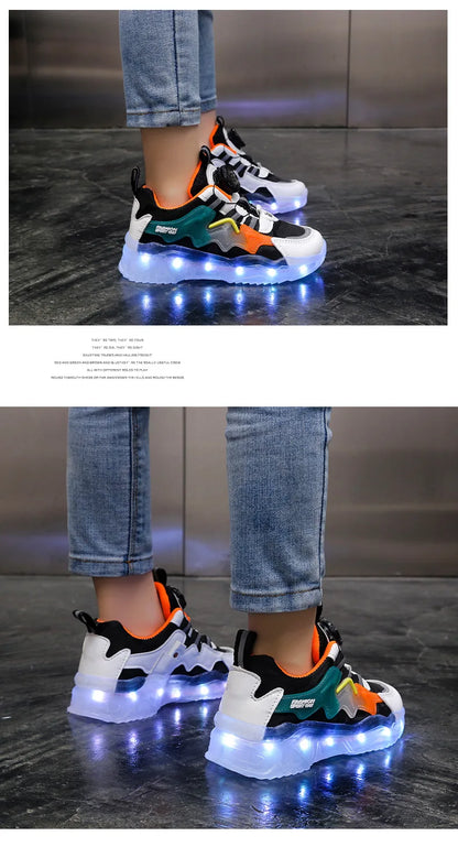 Children Fashion Kids Led Shoes for Girls Usb Charging Sneakers Outdoor Sport Footwear Boys Luminous Shoes 2023 Glowing Sneakers