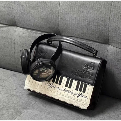 Fashion Polka Dot Ladies Piano Bag New Style Niche Underarm Shoulder Bag Sweet Personality Piano Backpack Women's Bag Square Bag.