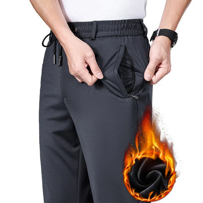 Big Size 10XL Winter Pants Men Fleece Lined Elastic Waist Strtch Trousers Male Thick Warm Straight Business Work Wear Plus Large