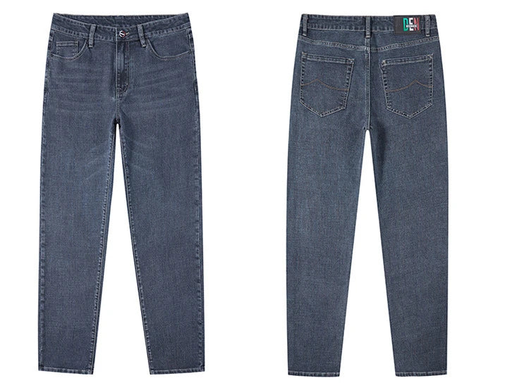 Tall Men Denim Pants Fleece Thick Warm Winter Stretch Jean Male Extra Long Length Leg Trouser 115cm 190cm Black Skinny Thin Slim