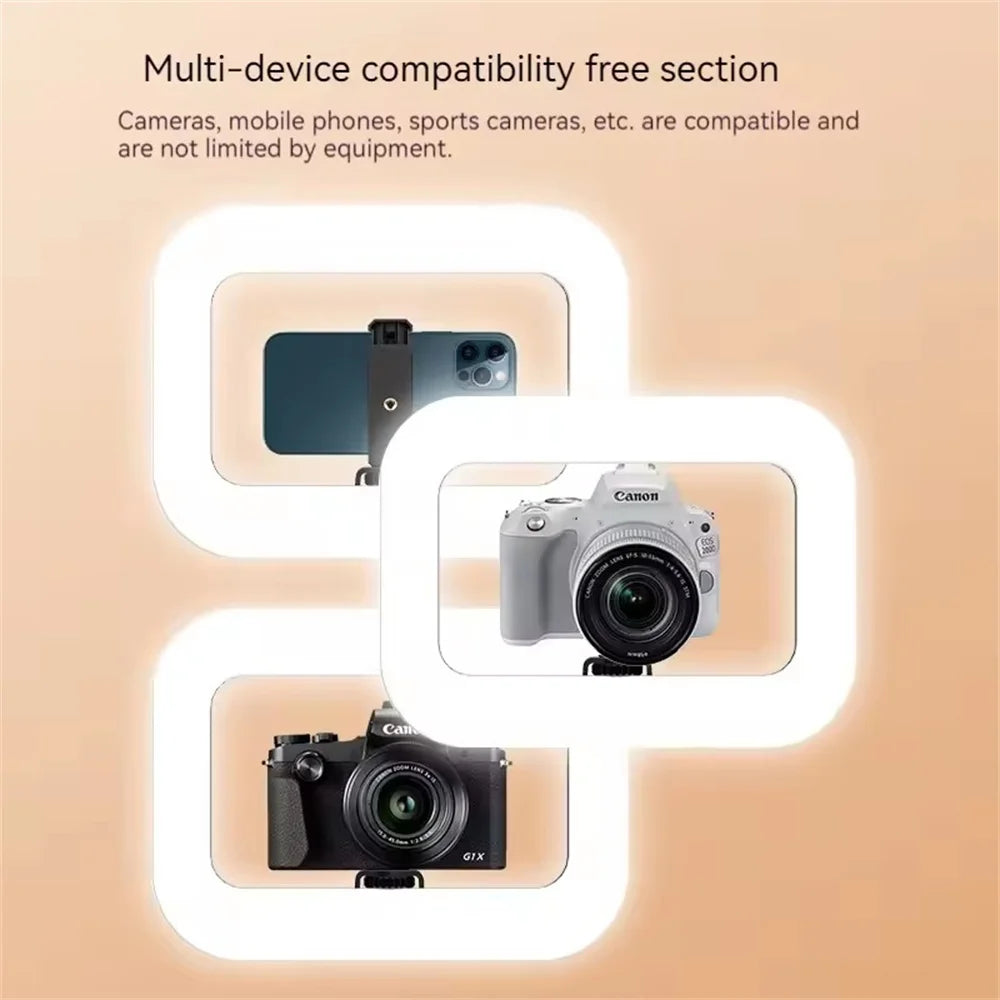 FANGTUOSI New Handheld Ring LED Rechargeable Fill light Portable Mobile Phone Live Photography Desktop Rabbit Cage Selfie Light.