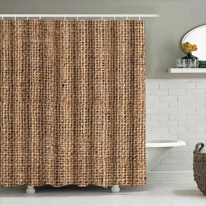 Duschvorhang aus natürlicher Jute, rustikaler gewebter wasserdichter Stoff für Badezimmerdekoration in brauner Farbe (180 x 180 cm), AliExpress