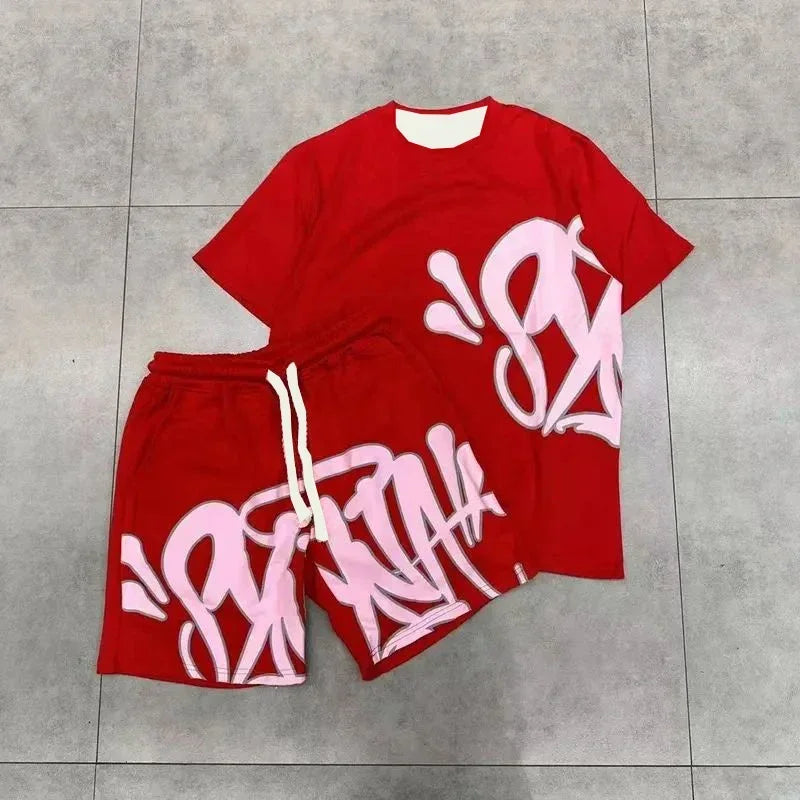 Men's Short Sleeve T-shirts Shorts Two Piece Sets Outdoor Run Training Clothing Summer Quick Drying Sweat-absorbing Sports Suit.