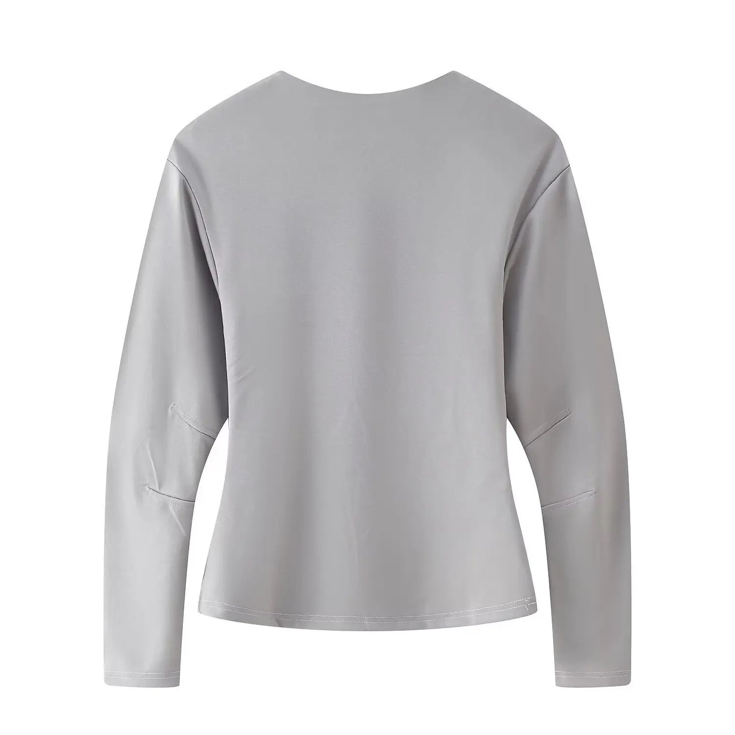 2025 Spring New Women's Two Piece Pant Set Fashion Long Sleeve O-neck Pleated Top Double-Sided Fabric Office Top Casual Pants.