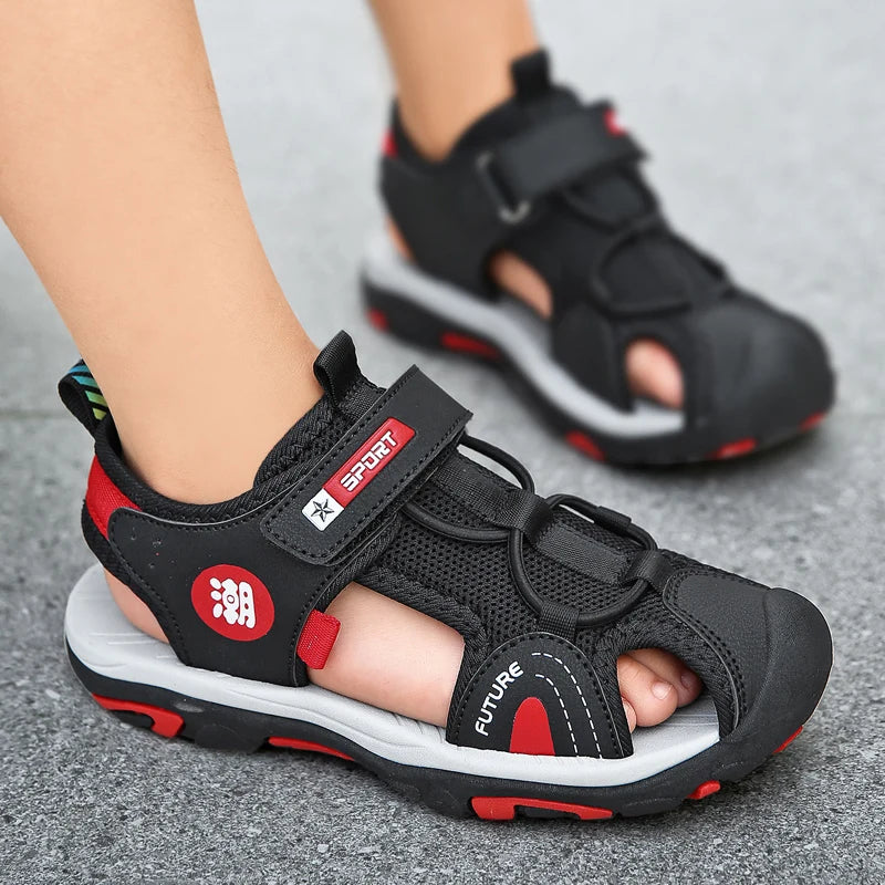 Summer Beach Water Children Sandals Fashion Shoes Outdoor Non-slip Soft Bottom Shading Leather Boys Comfortable Shoes Girls.