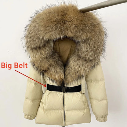 OFTBUY 2025 Winter Kleidung Puffer Jacke Frauen Echt Fox Pelz Mit Kapuze Dicke Warme 90% Weiße Ente Unten Mantel Weibliche Parkas wasserdicht.