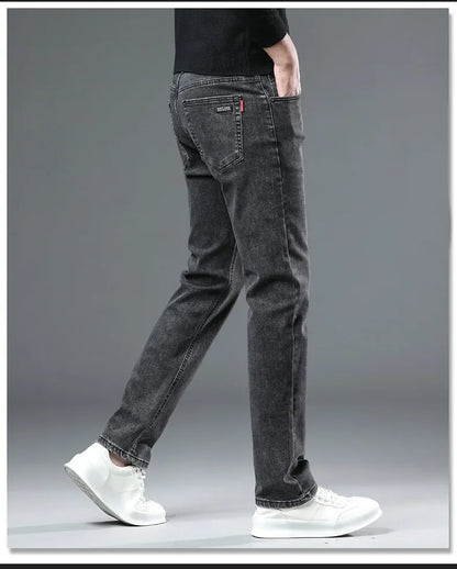 Slim Fit Casual Men's Jeans Youth Straight Leg Regular Business Elastic Long Trousers Autumn New Arrival from Mainland China.