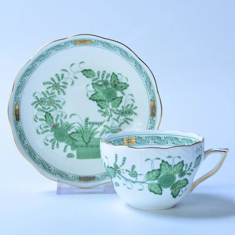 Classical Cup and Saucer Flower Basket Coffee Mug Afternoon Tea Cup Dessert Saucer Home Drinking Cup Saucer Valentine's Day Gift.