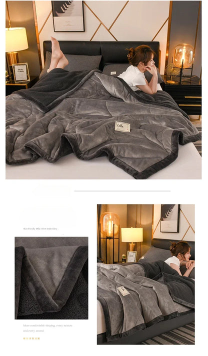 2025 NEW Winter Keep Warm Wool Throw Blanket for Sofa Winter Blanket King Size Home Warm Plaid Comforter Bedspread Bedding Sheet