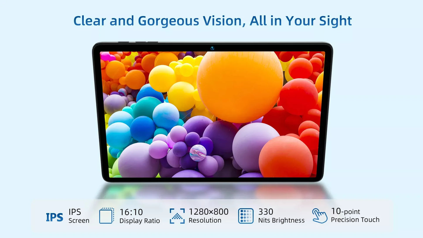 BMAX I10 Plus Android 15 10.1" HD Screen 4GB+8GB Expansion 128GB Storage UNISOC T606 ARM Mail G57  Dual Band Wi-Fi Tablet.