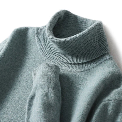 Men's Turtleneck 100% Pure Wool Sweater Men 2024 Autumn and Winter Large Size Loose Knitted Sweater Keep Warm Tops Men Jumper